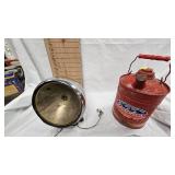 Antique Car Headlight/Delpho 1 Gallon Gas Can in Nice Condition