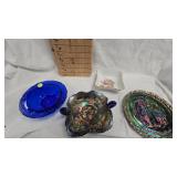 Fenton Carnival Glass w Birds & Cherries Bon Bon Dish & Misc Bowls
