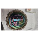 Fenton Carnival Glass w Birds & Cherries Bon Bon Dish & Misc Bowls