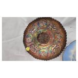 Dragon and Lotus Carnival Glass Bowl, 1900