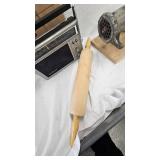 Vintage Meat Grinder, Wood Rolling Pin, GE Transformer Radio