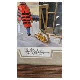 Les Kouba-3 Picture Framed Art with Ice Spearing Sign