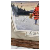 Les Kouba-3 Picture Framed Art with Ice Spearing Sign