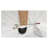 Cast Iron Chicken Candle Holder and Metal Fly Swatter Style Chicken Décor