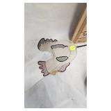 Cast Iron Chicken Candle Holder and Metal Fly Swatter Style Chicken Décor