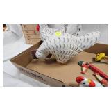 Chicken Teapot, Wood Chicken Sculpture, Vintage Toys