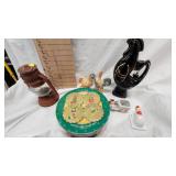 Vintage Chicken Lot w/Holiday Dessert Plates(4) and Small Lantern