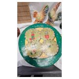 Vintage Chicken Lot w/Holiday Dessert Plates(4) and Small Lantern