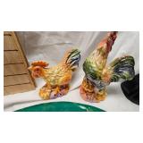 Vintage Chicken Lot w/Holiday Dessert Plates(4) and Small Lantern