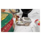 Vintage Chicken Lot w/Holiday Dessert Plates(4) and Small Lantern