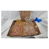 Fenton Hobnail Shoe, Depression Dishes, Blown Glass Flower and Misc