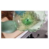 Various Stoneware and Frosted Blue Jar