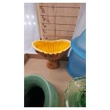 Various Stoneware and Frosted Blue Jar