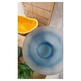 Various Stoneware and Frosted Blue Jar