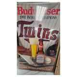 Budweiser 1991 Twins World Series Poster in Plexiglass Cover Frame