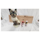 Jim Beam Cat Decanter, No Label, good condition along with African/American S/P