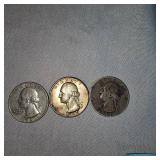 Washington Silver,25c,(3)