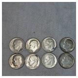 Roosevelts Silver 10c, (8)