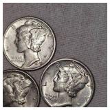 Lot of 5 XF Mercury Silver Dimes, 10c