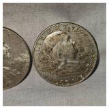 Lot of 2 Franklin Halfs, 50c 1963 Silver