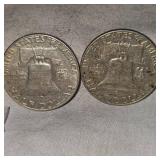 Lot of 2 Franklin Halfs, 50c 1963 Silver