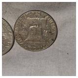 Lot of 2 Franklin Halfs, 50c 1963 Silver