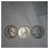 (3) Washington Silver, 25c
