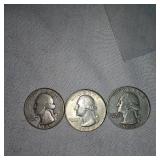 (3) Washington Silver, 25c
