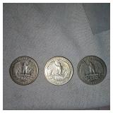 (3) Washington Silver, 25c