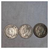 (3) Canadian Silver 25c