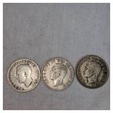 (3) Canadian Silver 25c