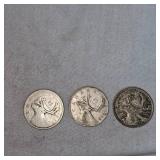 (3) Canadian Silver 25c