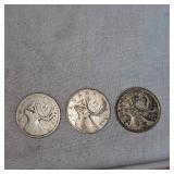 (3) Canadian Silver 25c