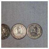 (3) Washington Silver Quarters, 25c
