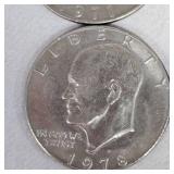 Assortment of Ike "Silver" Dollars, Early 70