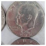 Assortment of Ike "Silver" Dollars, Early 70