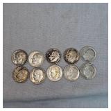 Roosevelt Silver, 10c,(10)