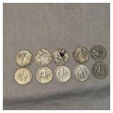 Roosevelt Silver, 10c,(10)