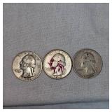 Lot of 3 Washington Silver,25c