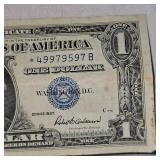 (2) 1957 "Star Note" Silver $1 Certificates