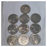 Lot of Assorted Ike "Silver" Dollars, Early 70