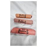 (3) Rolls Unsearched Wheat Back Pennies, 1c