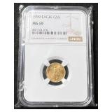 1999 AMERICAN GOLD EAGLE 1/10TH TROY OZ NGC MS69