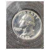 1962 US PROOF WASHINGTON QUARTER IN CASE