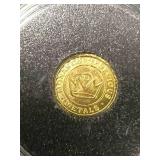 1/4TH GRAM .9999 FINE GOLD MONARCH METALS ROUND IN CASE