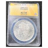 1880-S US MORGAN SILVER DOLLAR ANACS AU58 DETAILS
