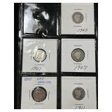 GROUP OF 5 US BARBER DIMES