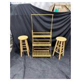 Wooden Shelf and Stool Set