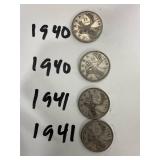 1940-1941 Canadian Quarters Lot
