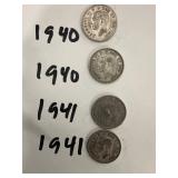 1940-1941 Canadian Quarters Lot